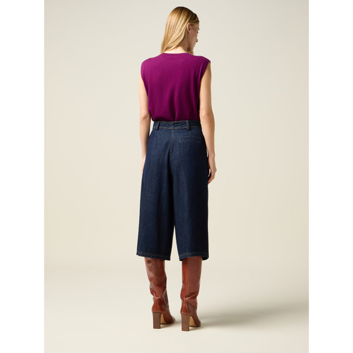 Oltre - Bermuda in denim con charm - Blu