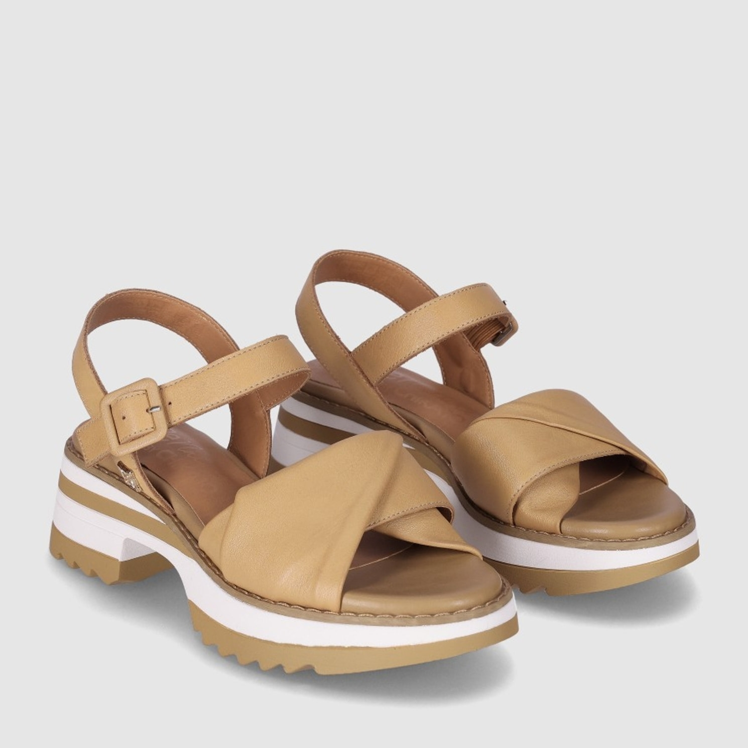 Sandalias de Piel - Beig - Tacón: 4 cm