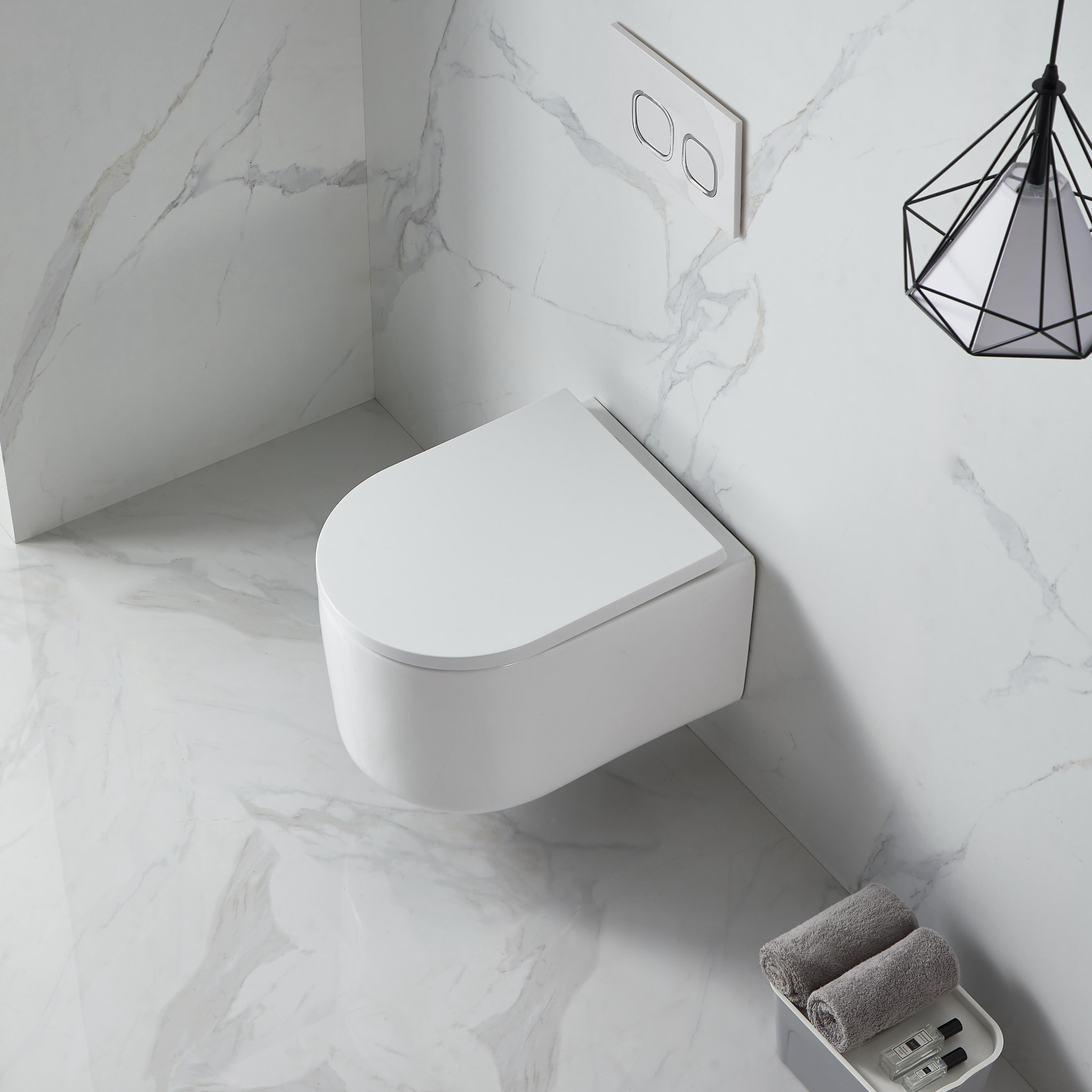 Pack WC Bâti-support + WC sans bride Vortex Swiss Aqua Technologies + abattant SoftClose + Plaque (DELANOTQGEB3-VP)