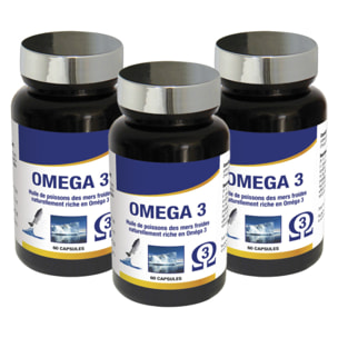 NUTRI EXPERT - Oméga 3 - Fonctionnement cérébral + cardiovasculaire - Riche en acides gras Oméga 3, EPA + DHA - Huile purifiée de poissons des mers froides - Cure 30 jours - Marque Française - Lot de 3