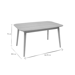 Table extensible rallonges intégrées rectangulaire en bois clair chêne L140-170 cm ANK