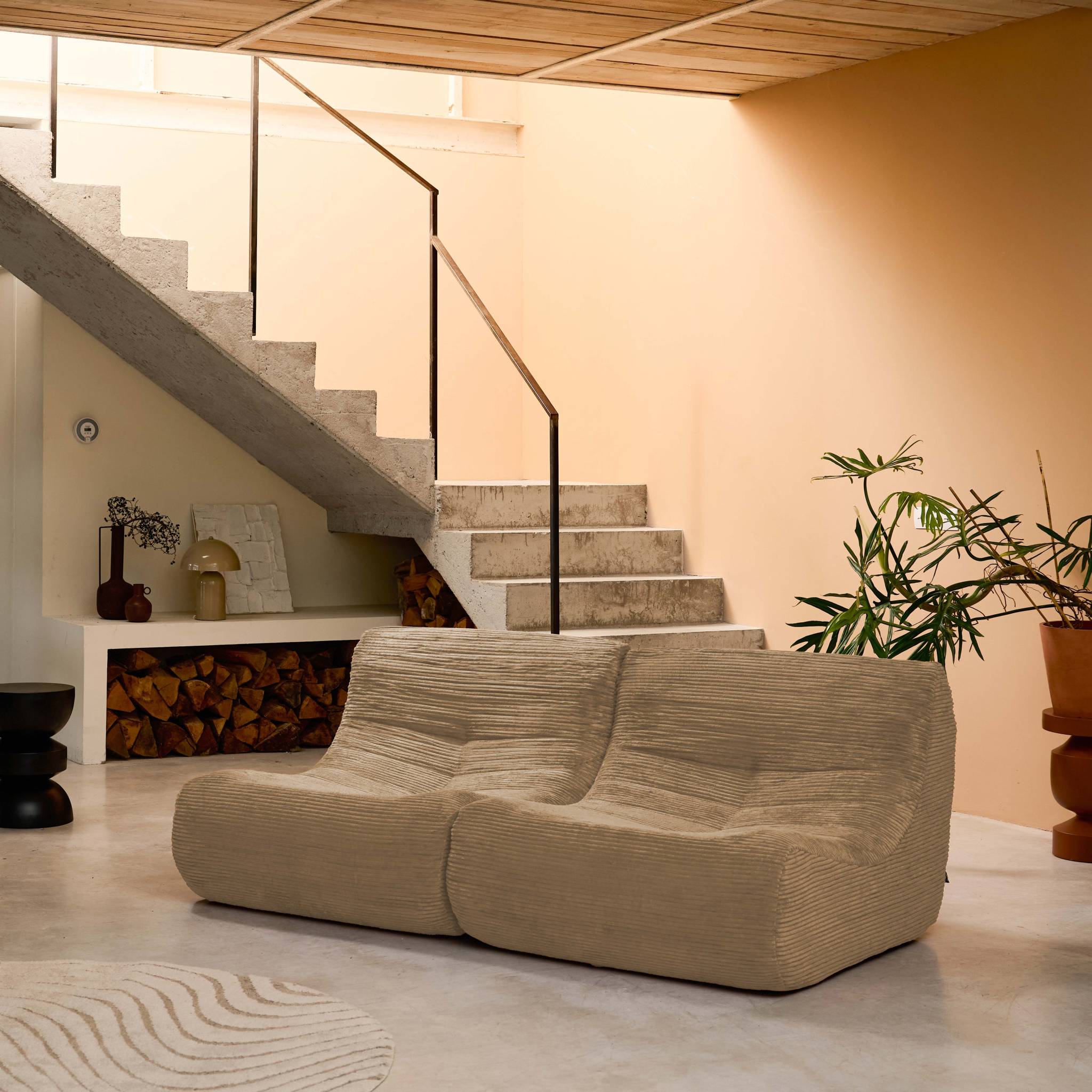 Chauffeuse velours côtelé 2 places SOKOL