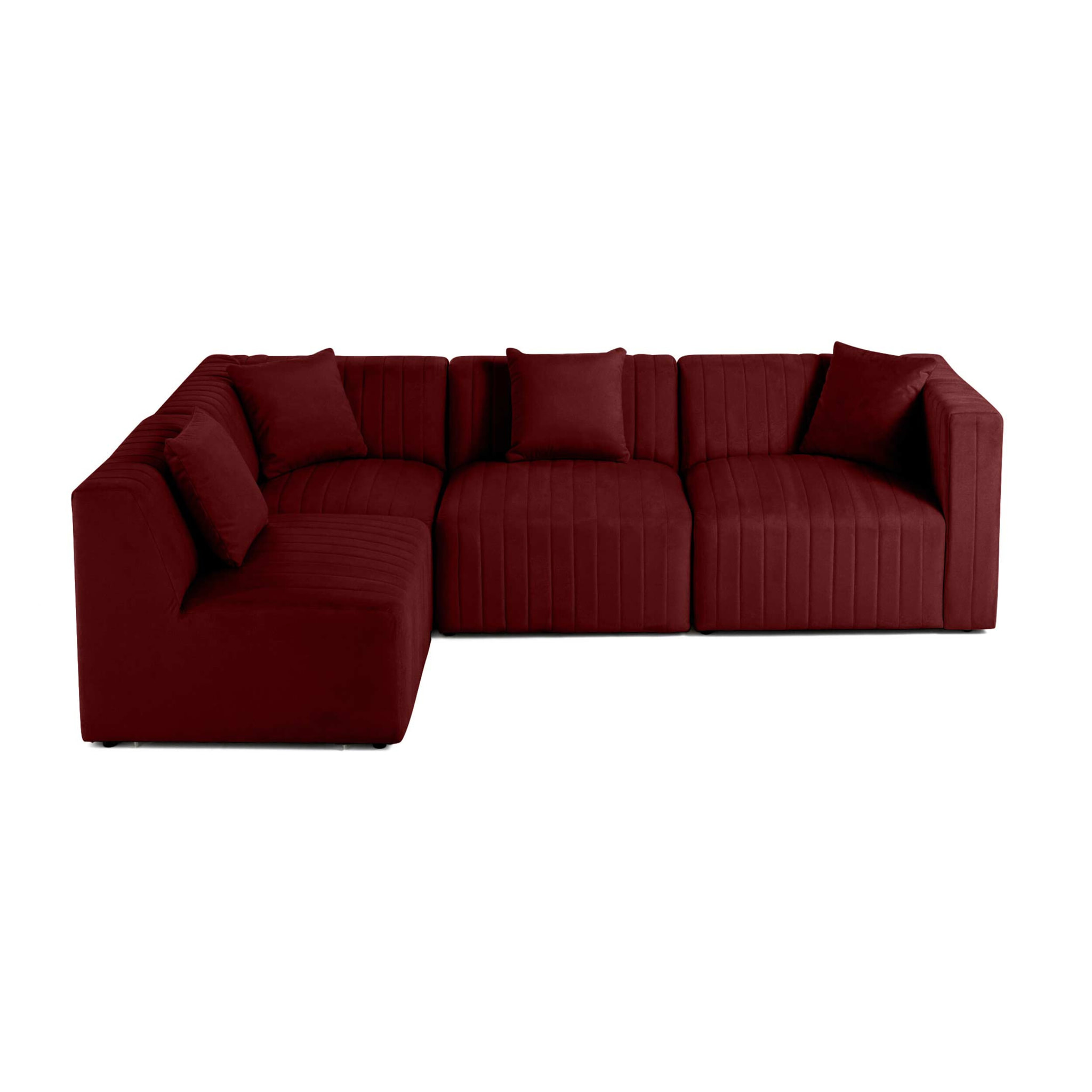 Nova - canapé modulable d'angle gauche - 5 places - en velours - Rouge