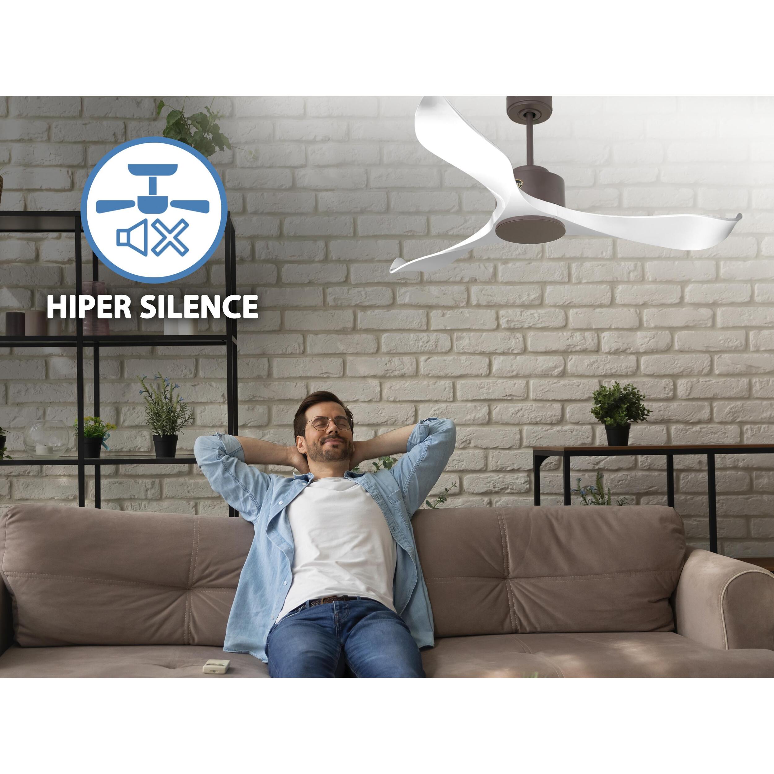 Ventilateur de plafond Wifi Moteur à courant continu Télécommande Adaptateur 2/3 Lames Hypersilence Mémoire Shopify Vendible (AUTOMATIQUE) 40   W Chocolat