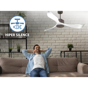 Ventilateur de plafond Wifi Moteur à courant continu Télécommande Adaptateur 2/3 Lames Hypersilence Mémoire Shopify Vendible (AUTOMATIQUE) 40   W Chocolat