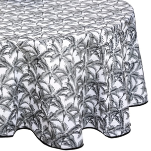 Nappe anti-tache "Palmier" gris ardoise D180cm