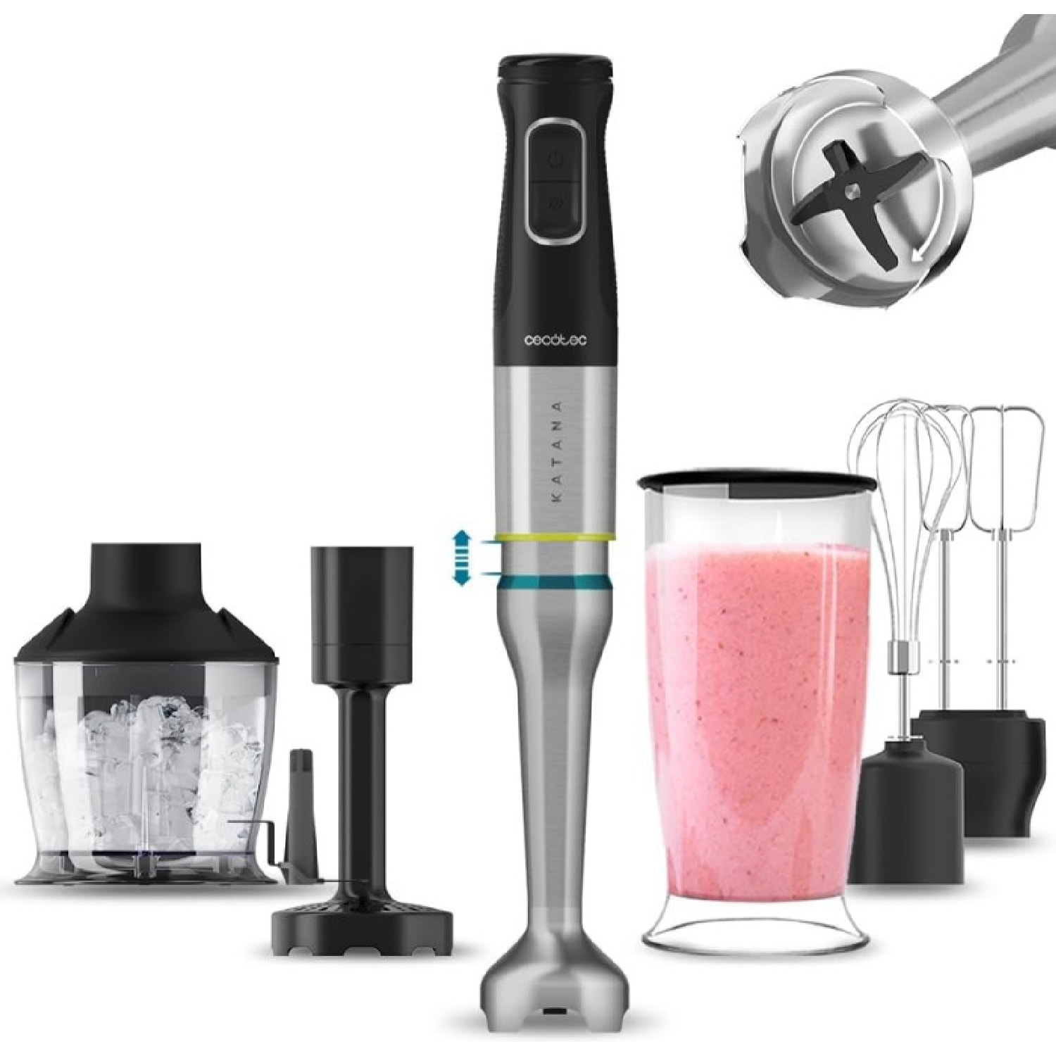 Cecotec Katana TotalDestroy 1500XL PerfectCream&Crush Hand Blender, 1500 W, 21 v