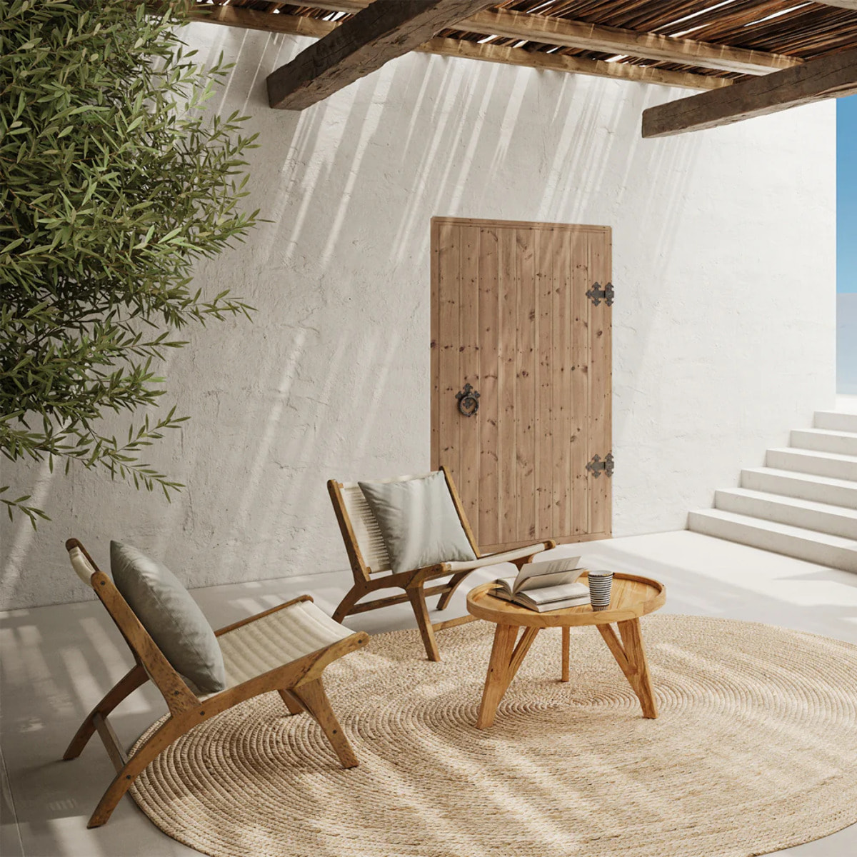 Table basse ronde en bois de teck recyclé D70 cm - Oly