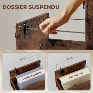 Caisson bureau verrouillable mobile 2 tiroirs coulissants trieur dossiers effet bois