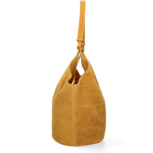 Borsa a spalla da donna - Modello Lisboa - Pelle Scamosciata - 27.0 x 38.0 x 21.5 cm