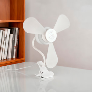 Ventilador de sobremesa FS-3Y-R280-JZ de 28 cm. Con pinza y luz LED de 7W, 3 modos de uso y ventilador de 3,5W hasta 1100 rpm.