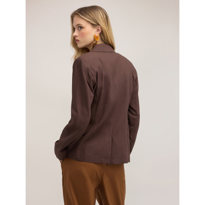 Motivi - Blazer in misto lino - Marrone