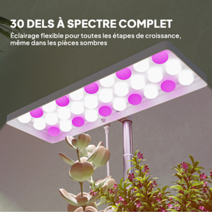 Lampe de croissance LED à spectre complet avec 3 pots - timer, hauteur, luminosité réglable - blanc
