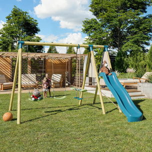 Portique bois 2,30 m Topwood ZAKI - 6 enfants