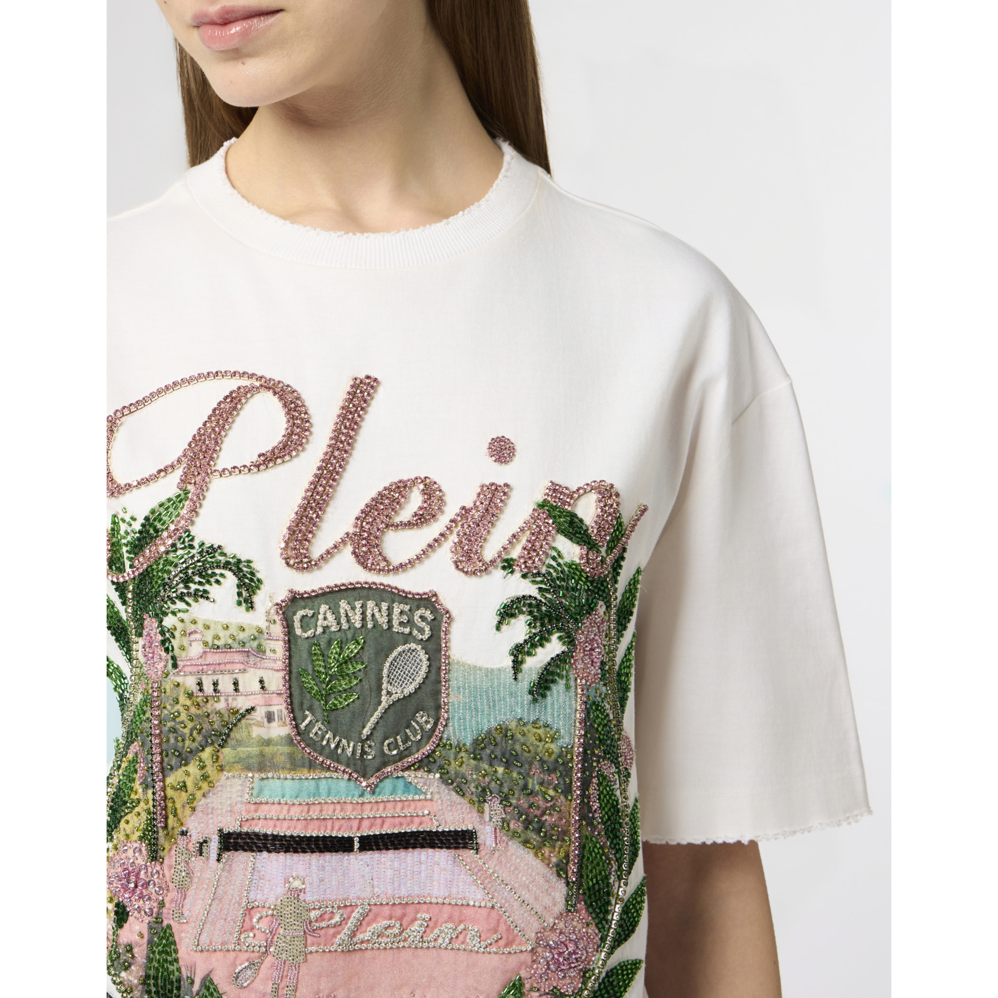 PHILIPP PLEIN Washed Man Fit T-Shirt Cannes Tennis Club