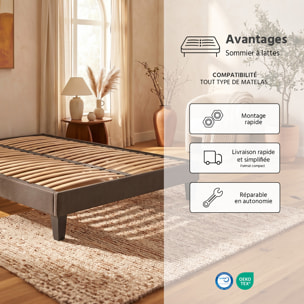 Ensemble Matelas Empereur & Sommier KIT15, 33 cm Mémoire de Forme et Gel Thermorégulateur, technologie Tri-Lattes, Soutien Ferme