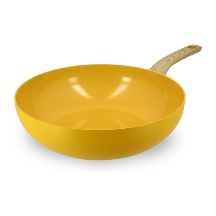 Wok en revêtement céramique 28cm jaune - tous feux COLORAMA