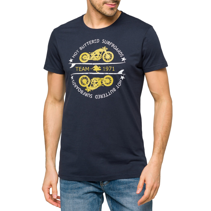 T-shirt in cotone 150 gr Hot Buttered Thunder Blu Navy.