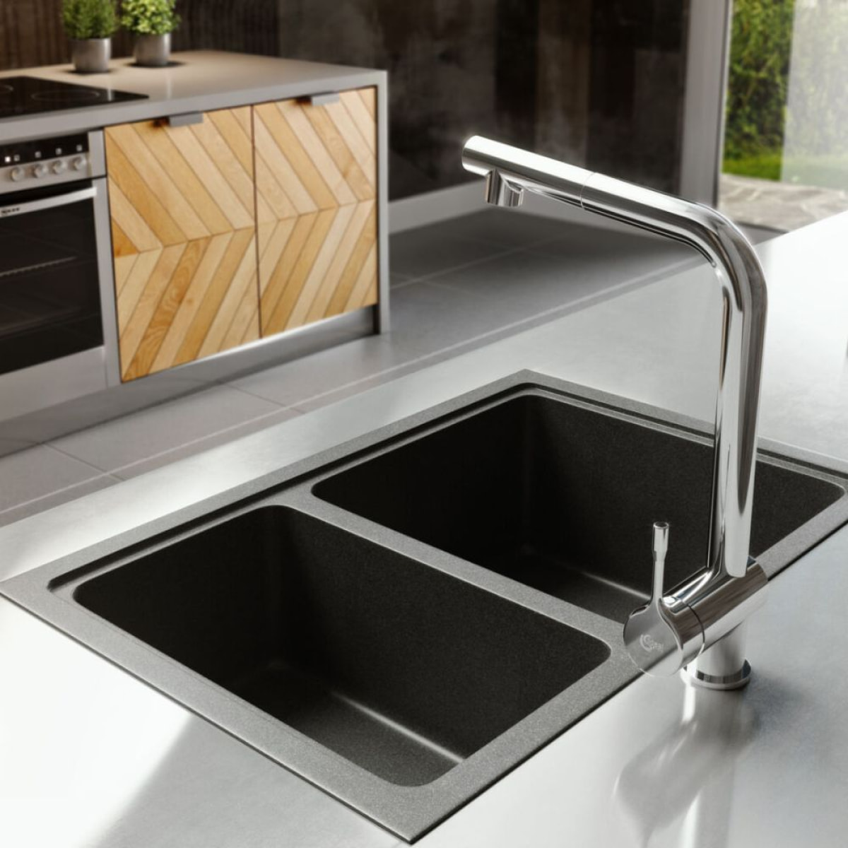 Robinet de cuisine avec douchette IDEAL STANDARD Ceralook bec L chromé