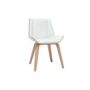 Chaise design blanc et bois clair MELKIOR