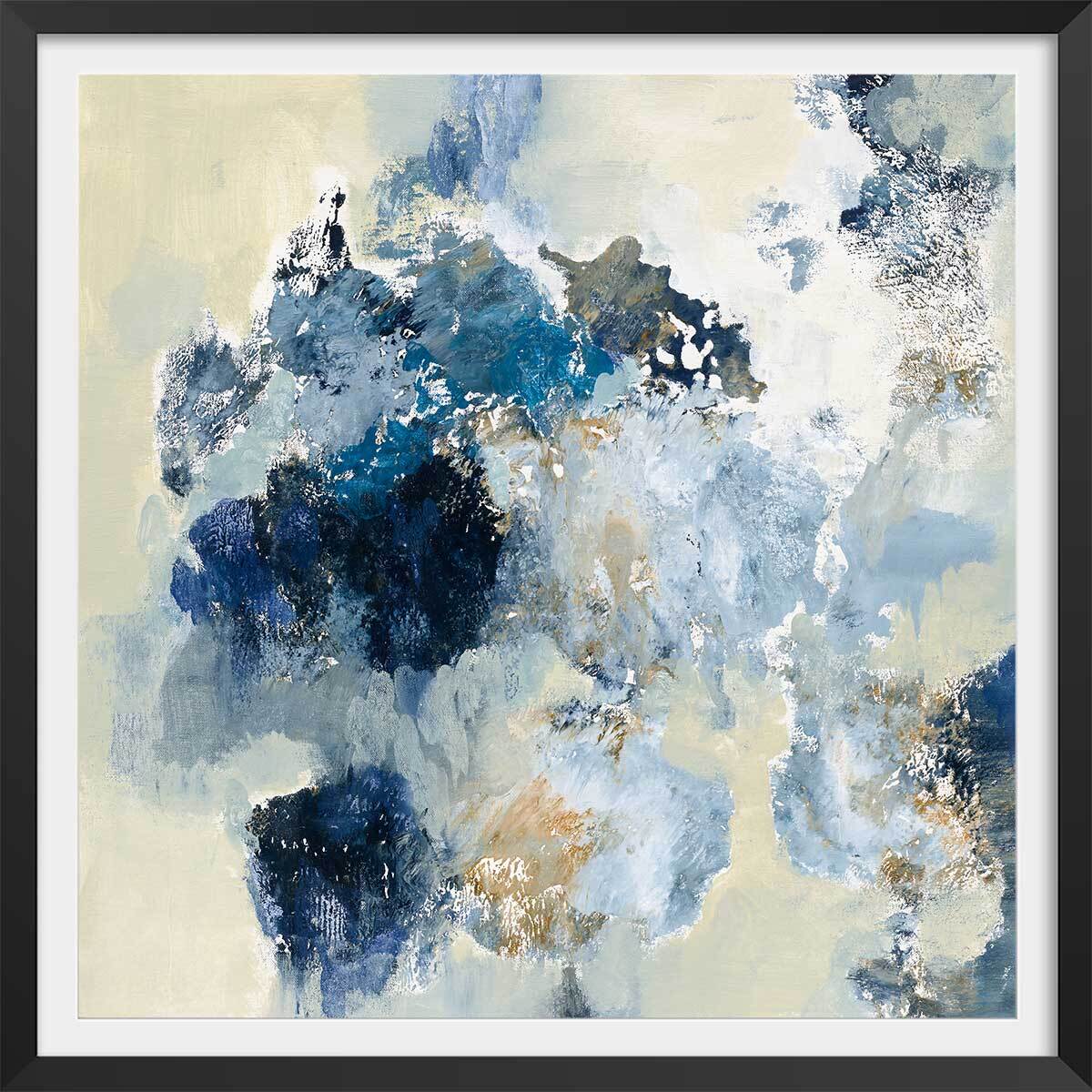 Affiche Indigo bleu Affiche + cadre en bois - Noir