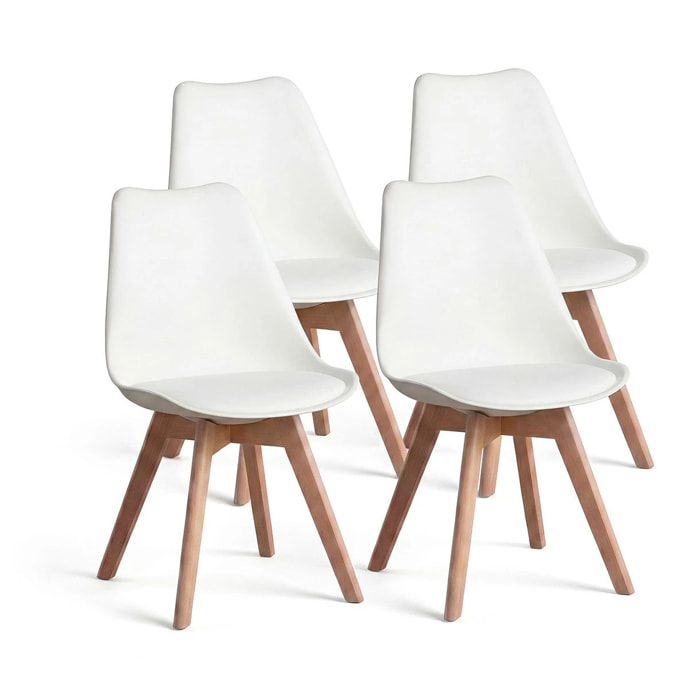 Pack 4 sillas de comedor en blanco 83x49 cm Beench Blanco