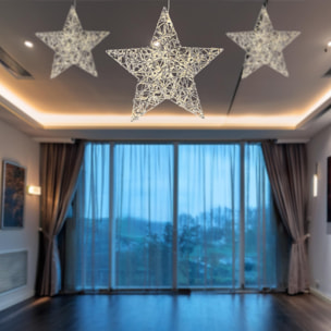 estrella navideña en color plata con 20 luces led blancas cálidas 30x8x30cm