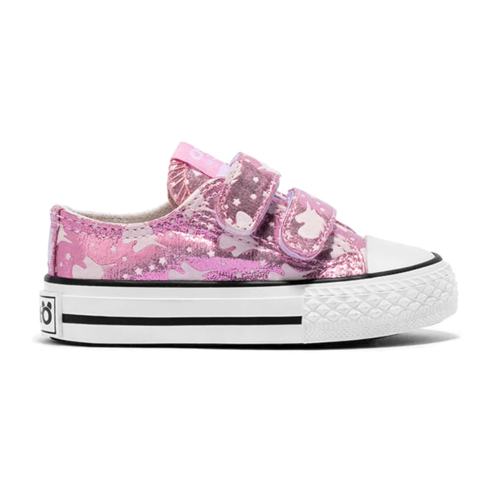 Zapatillas de Bebé Brillo Oscuridad de Lona en Rosa