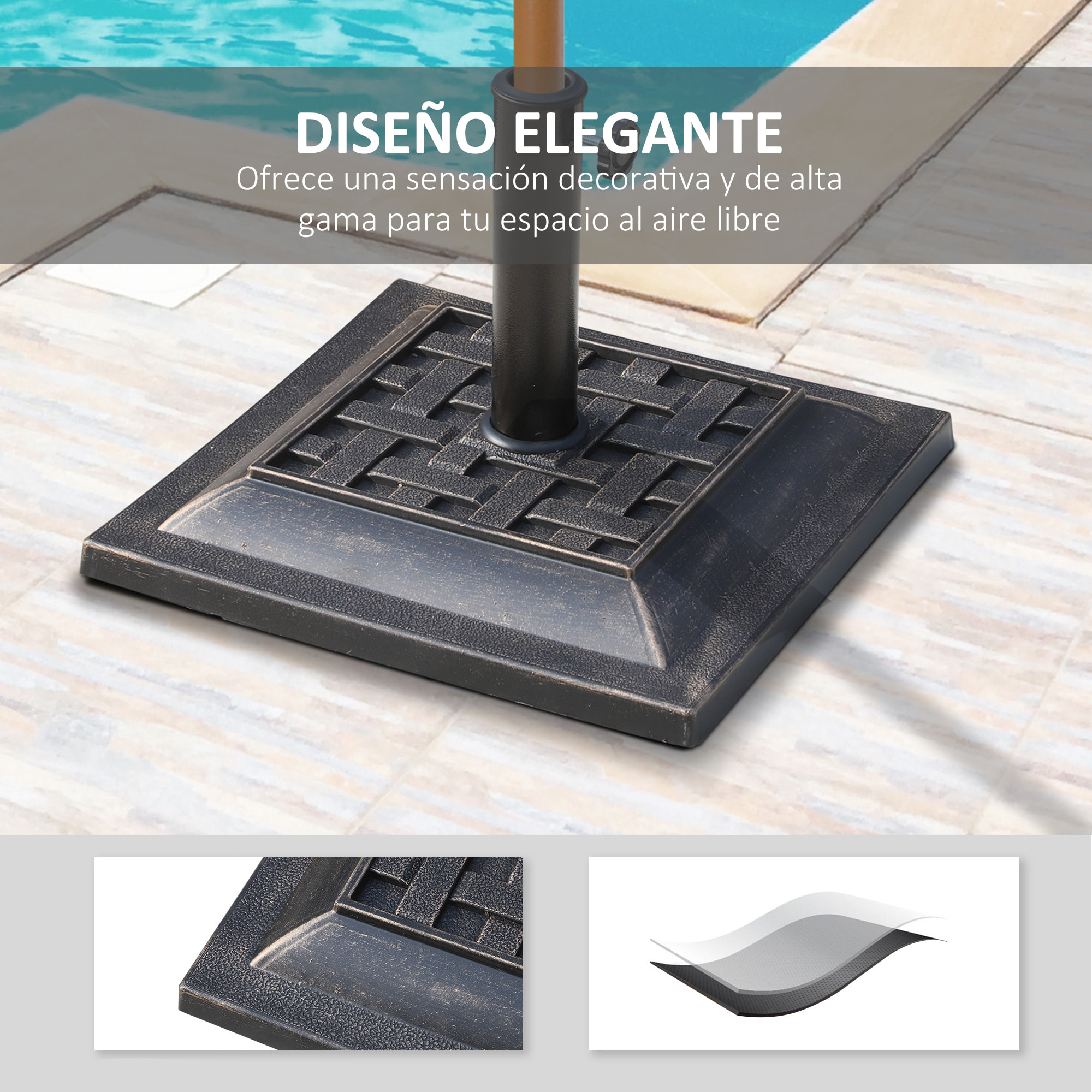 Base de Sombrilla para Parasol de Resina 44x44x33 cm Bronce