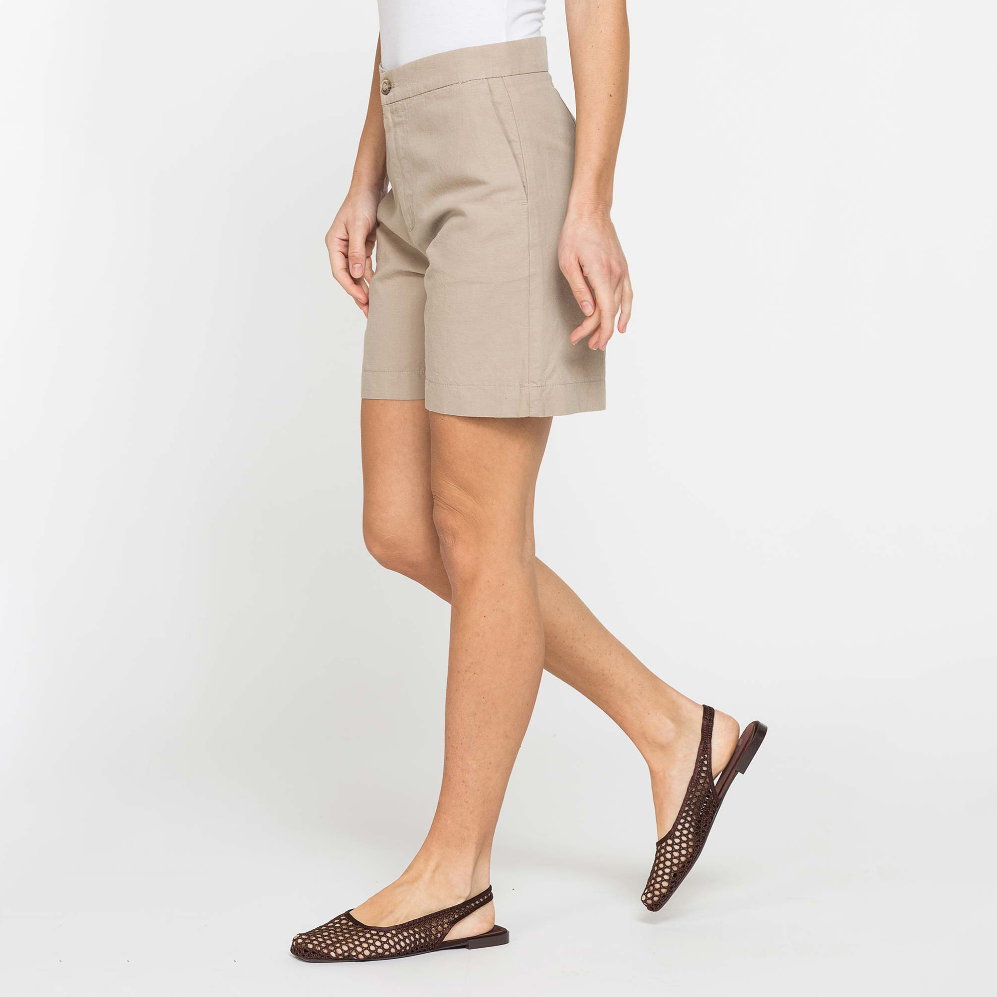 BERMUDA IN MISTO LINO CON TASCHE