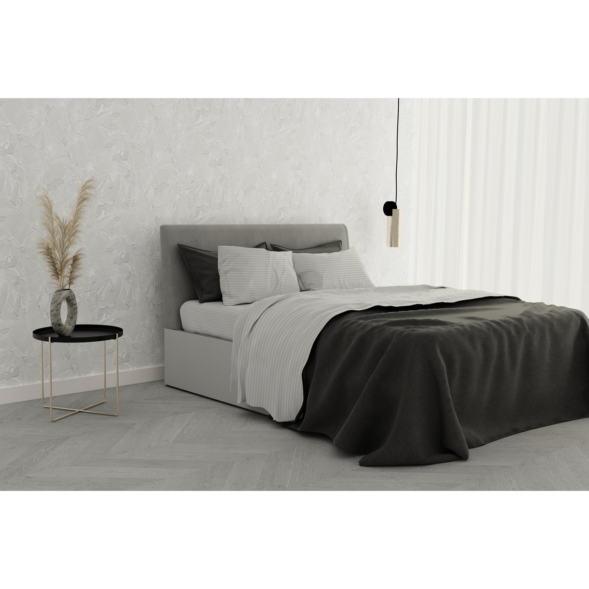 COMPLETO LETTO SATIN STRIPES RASO DI POLIESTERE MADE IN ITALY - MATRIMONIALE PANNA