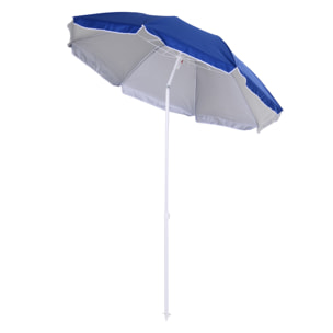 Sombrilla de Playa Grande Ø160 cm Sombrilla de Terraza Exterior con Ángulo Ajustable Protección UV Impermeable y Bolsa de Transporte Azul