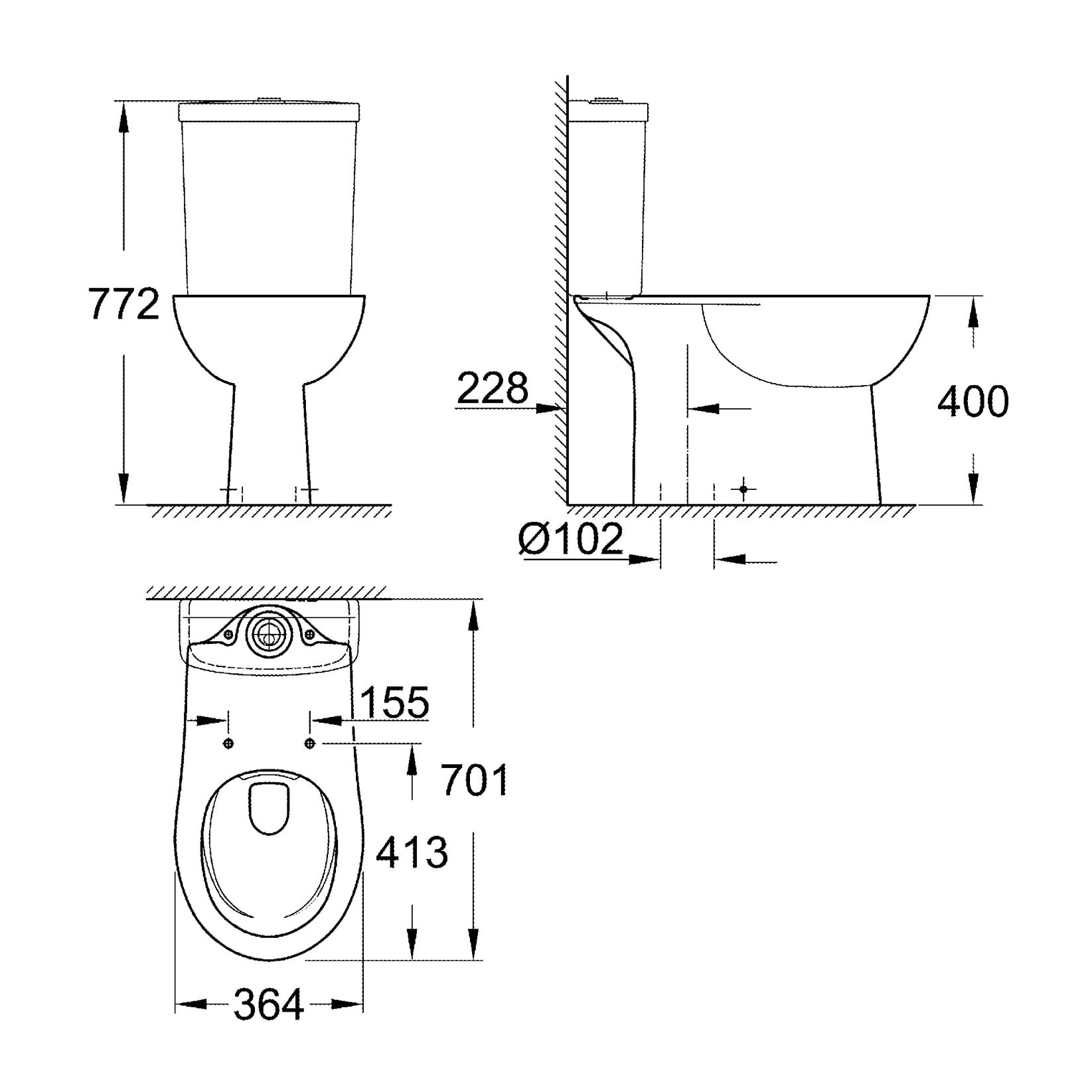 GROHE Bau Ceramic Cuvette WC à poser Blanc alpin