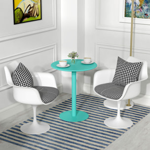 Table ronde 2 personnes table à manger ronde dia. 60 cm acier bleu turquoise