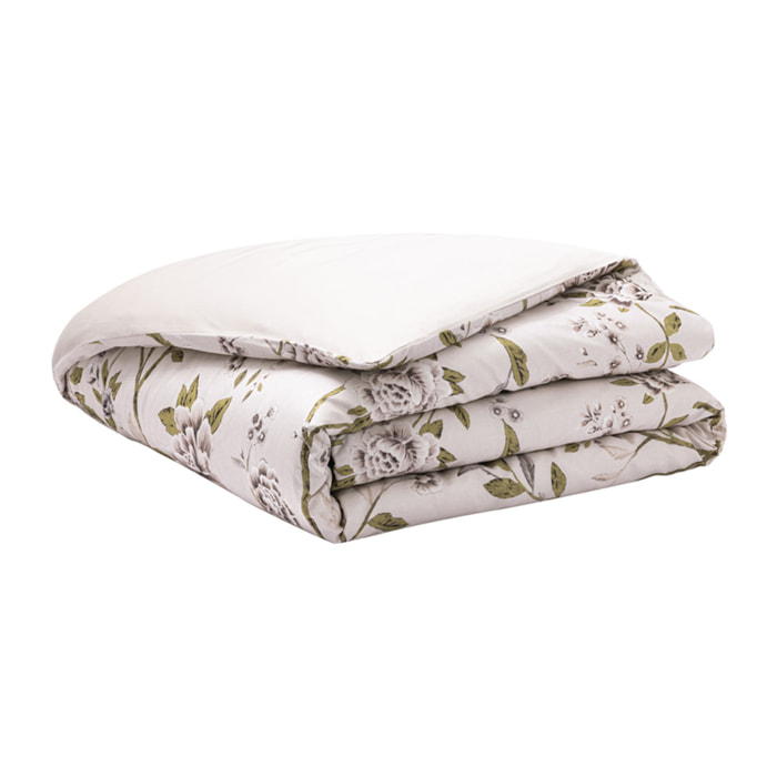 Housse de couette imprimée en satin de coton bio, ÉGÉRIE, rose clair