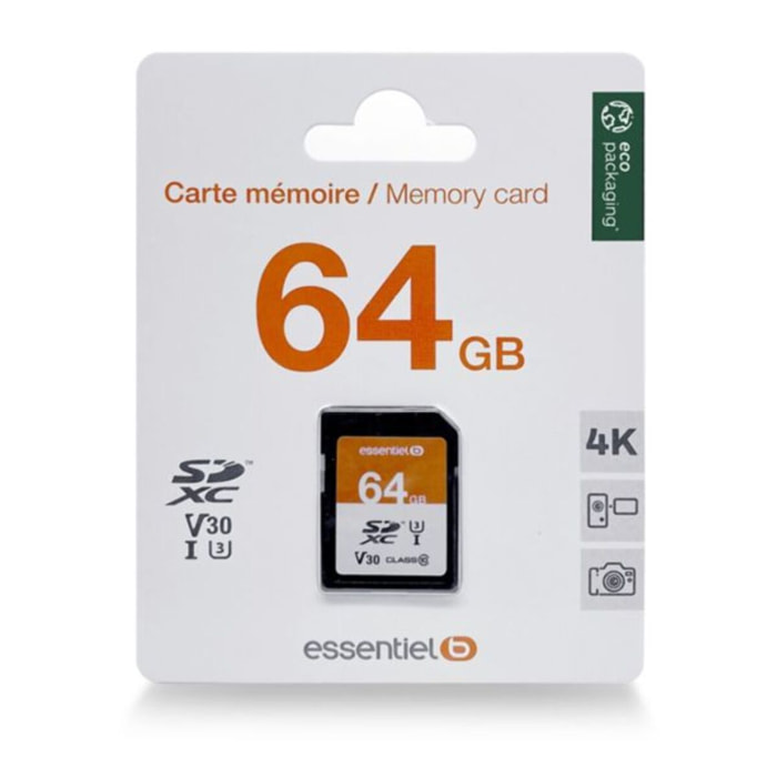 Carte SD ESSENTIELB 64Go SDXC