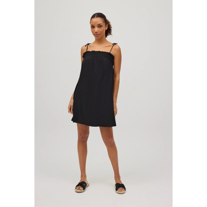 Abito corto nero con spalline annodate