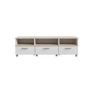 Meuble TV avec table basse intégré sur roulettes - 2 coloris - LAKE