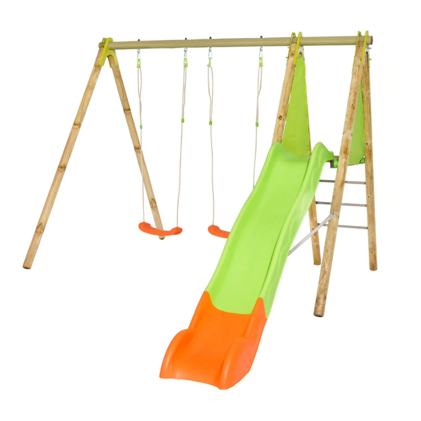 Balançoire en bois poutre métal 2,30 m Techwood ARROBA - 4 enfants