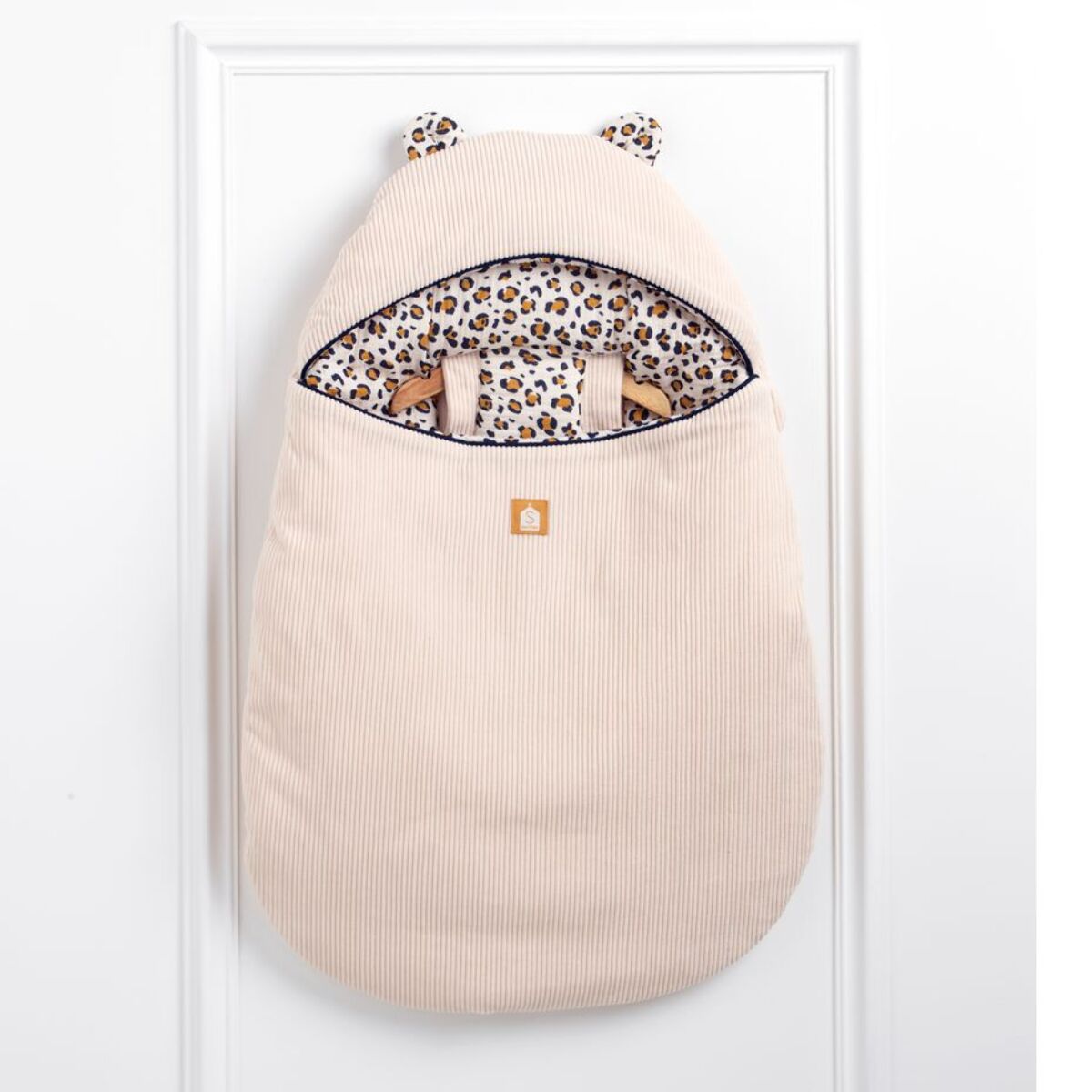 Nid d'ange bébé 5 attaches en velours côtelé et intérieur gaze de coton