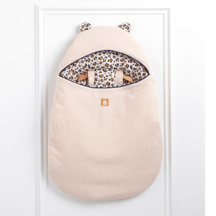 Nid d'ange bébé 5 attaches en velours côtelé et intérieur gaze de coton