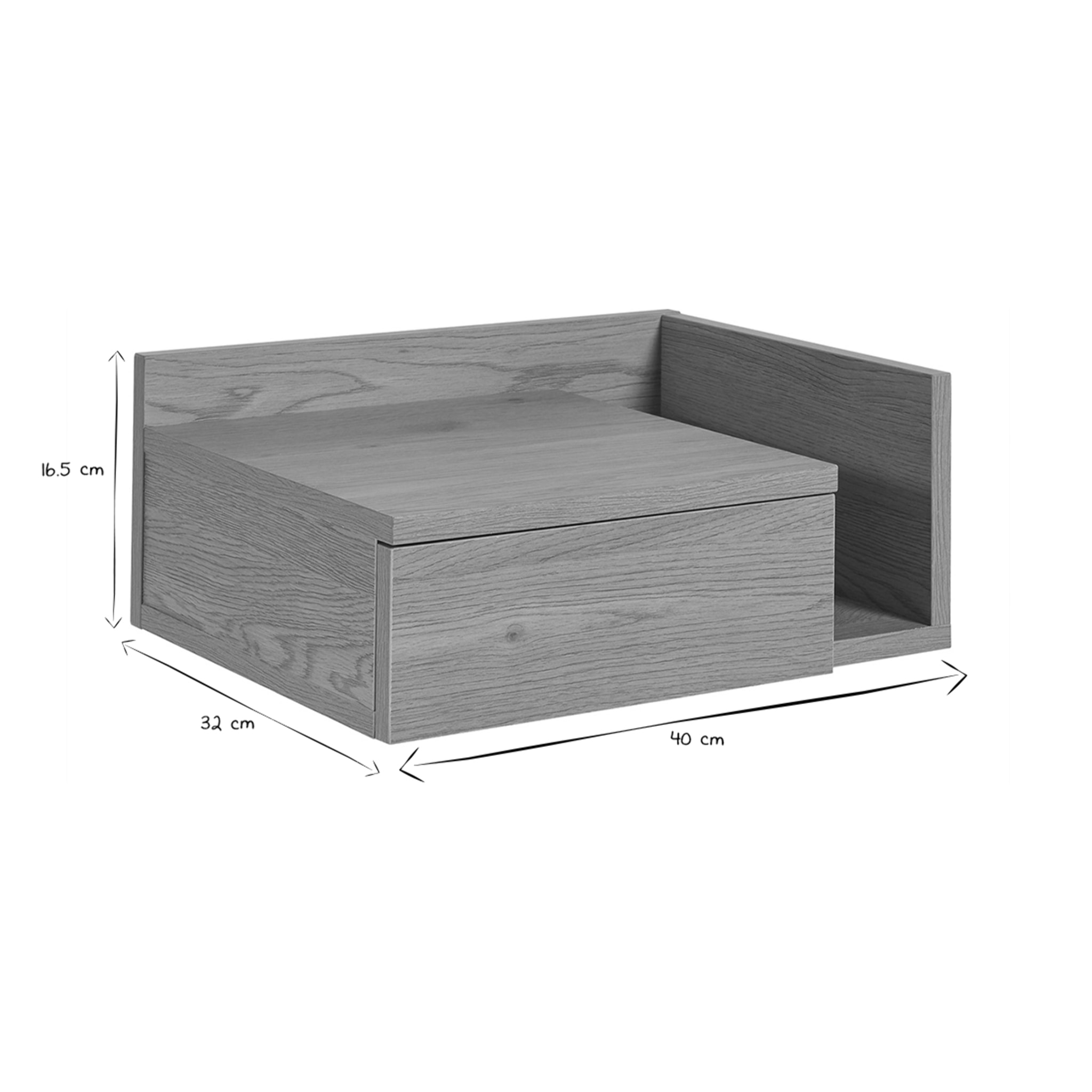 Table de chevet murale finition bois chêne clair avec tiroir NASTY