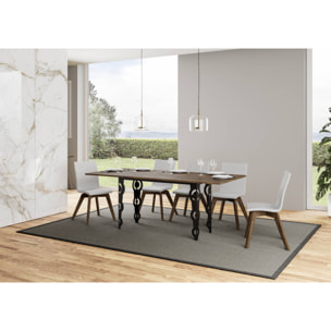 Table Karamay Double Noyer 120x45 ouverte/Allongée 120x90/200x90 pieds/cadre Anthracite