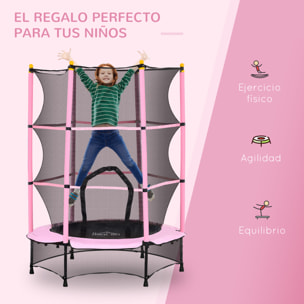 Cama Elástica Infantil Ø140x190 cm Trampolín para Niños de +3 Años con Red de Seguridad y Marco de Acero para Interior y Exterior