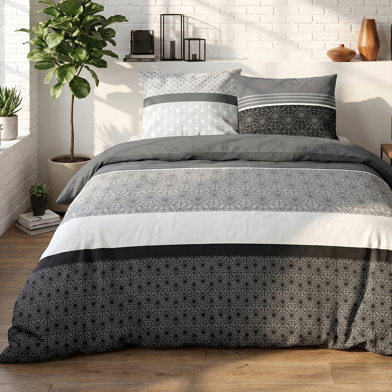 Parure Housse De Couette 3pcs 100% Coton 57fils Sandro