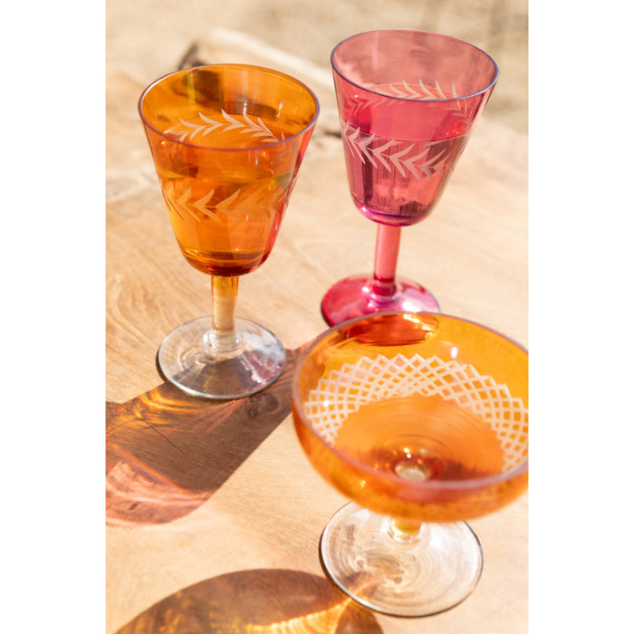 J-Line verre sur pied - verre - orange - 4 pcs