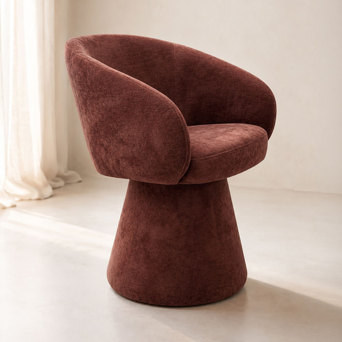 Fauteuil de table pivotant en velours cherry ALBA