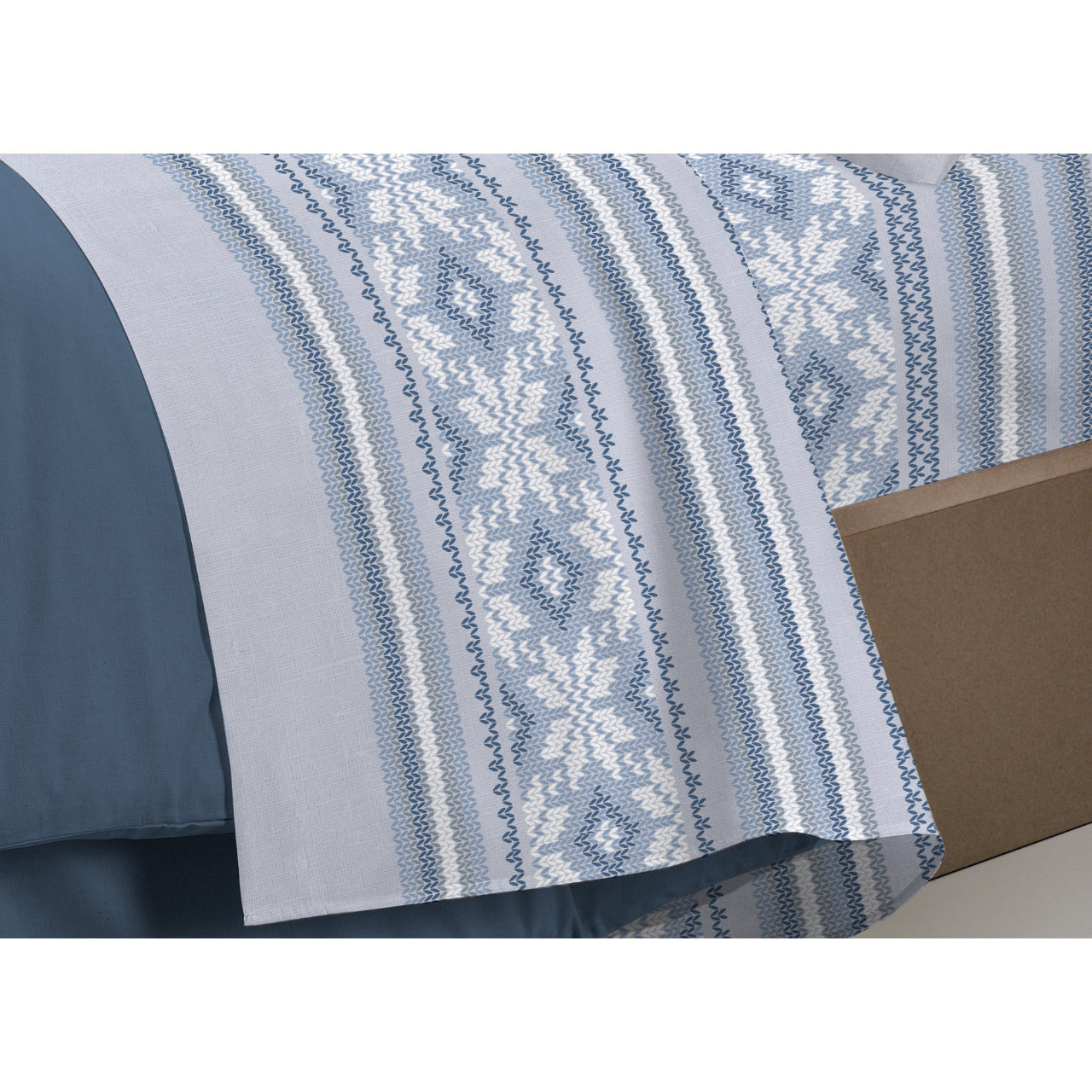 Completo Lenzuola in 100% Cotone Made In Italy Norvegia Blu