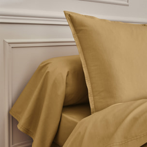 Drap plat uni en percale de coton, PREMIÈRE, Sahara