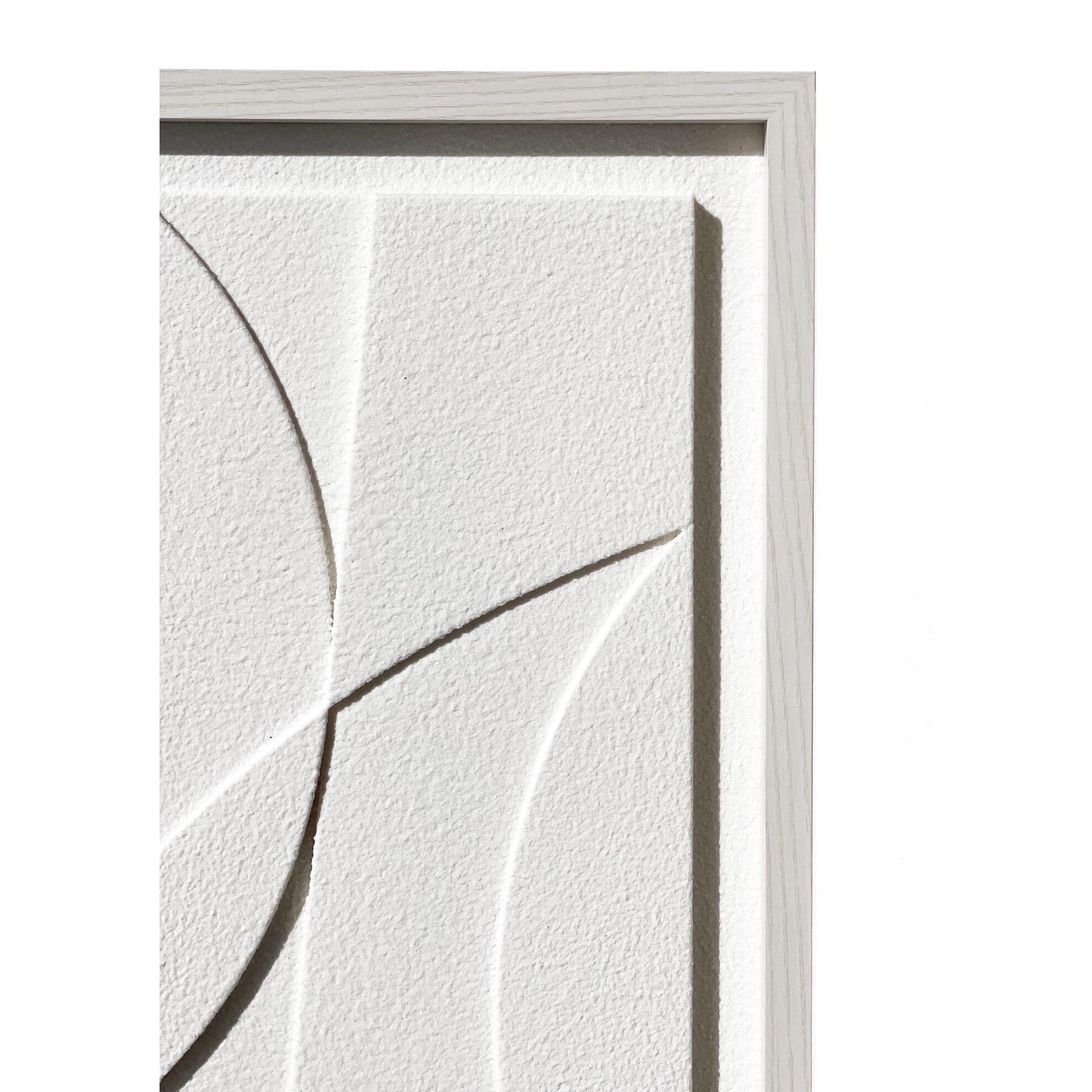 Cuadro Curves resina 3D texturizado abstracto blanco 90x60x4 cm